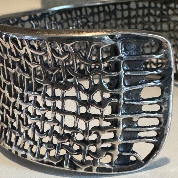 Silpada Sterling Silver Woven Mesh Modernist Cuff Bracelet 6" Int Circ - Picture 5 of 6